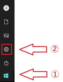 スタートボタンから設定を開く