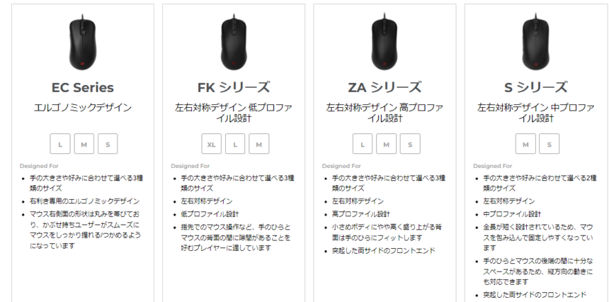 Zowie mouse種類