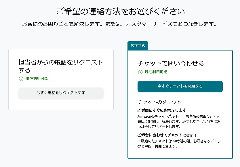 「今すぐチャットを開始する」をタップ