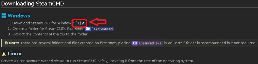 SteamCMDをダウンロード